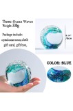 Greutăți de h&acirc;rtie din sticlă albastră, figurine din sticlă suflată manual, bilă cu undă oceanică