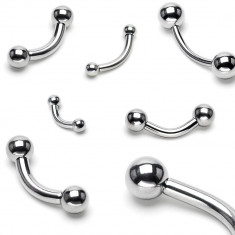 Piercing de spr&acirc;nceană din oțel inoxidabil cu două bile, 1,2 mm - Dimensiune: 1,2 mm x 6 mm x 4 mm