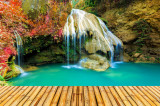 Cumpara ieftin Tablou canvas Cascada cu ponton, 90 x 60 cm