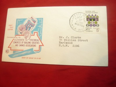 Plic FDC Economii pt. Soc. Constructii Locuinte 1968 Australia foto