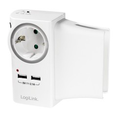 PRIZA LOGILINK, Schuko x 1, conectare prin Schuko (T), USB x 2, 16 A, protectie supratensiune, protectie copii, alb, &amp;quot;PA0165&amp;quot; (include TV 0.8lei) foto