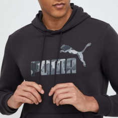 Puma bluză bărbați, culoarea negru, cu glugă, imprimeu 675946