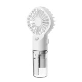 Ventilator portabil de mana, cu vapori de apa, 4 trepte de viteza, ideal pentru calatorii, din plastic, alb