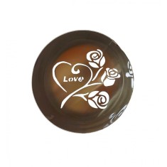 Forma pentru prajituri, Rotund cu sablon de ornat, Trandairi cu text Love, 7.5 cm, 416COF