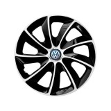 Set 4 Capace Roti potrivite jantelor de 16 inch, pentru Volkswagen, model Stig Extra Black &amp; White