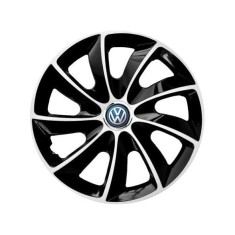 Set 4 Capace Roti potrivite jantelor de 15 inch, pentru Volkswagen, model Stig Extra Black &amp; White
