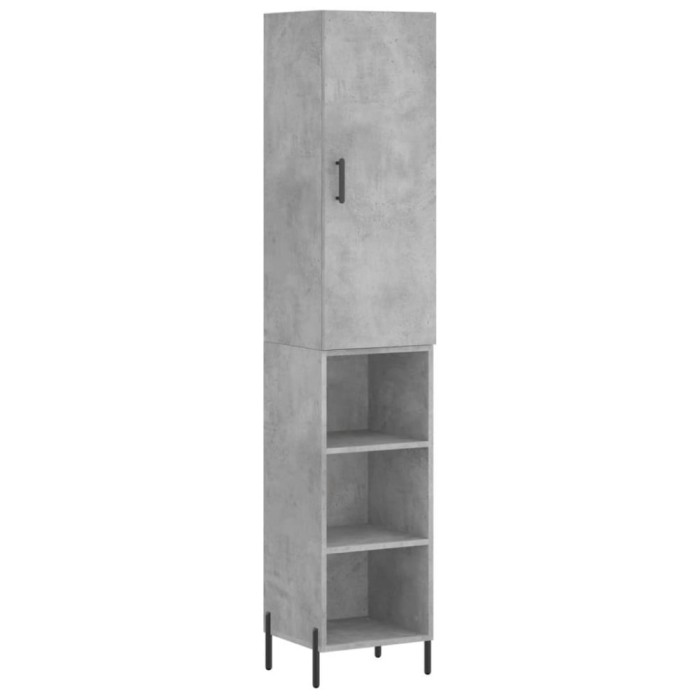Dulap inalt, gri beton, 34,5x34x180 cm, lemn prelucrat