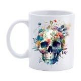 Cana alba personalizata, Skull Floral, INOVATIX&reg;. 330ml, Oem