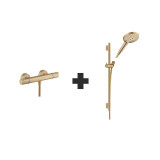 Cumpara ieftin Set baterie de dus, Hansgrohe, Ecostat Comfort, cu para, bara si furtun, bronz periat