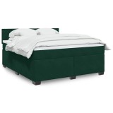 vidaXL Pat box spring cu saltea, verde &icirc;nchis, 180x200 cm, catifea 3288675