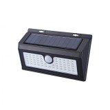 Lampa Solara LED 55 LED-uri cu Senzor Miscare, 350lm, 5W, Acumulator 2400mAh, Negru, Montaj Perete, Gradina, Autonomie 10h