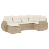 Cumpara ieftin Set canapele de gradina cu perne, 6 piese, bej, poliratan