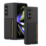 Husa telefon compatibil samsung galaxy z fold 5, wallet premium, sustine card, negru