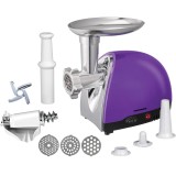 Masina de tocat Heinner MG1600TA-UV, 1600 W, accesoriu rosii si carnati, 3 site de taiere, cutit inox,&nbsp;Violet