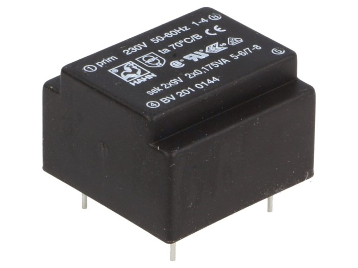 Transformator PCB &icirc;ncapsulat 230V-9V