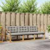 vidaXL Set de canapele de exterior cu pernă 3 pcs Alb și gri deschis 3388381