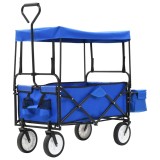 Cumpara ieftin Carucior manual pliabil cu copertina, albastru, otel