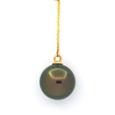 Colier Aur 18k cu Perla de Tahiti Veritabila, Rotunda, 9.3mm, calitate AAA