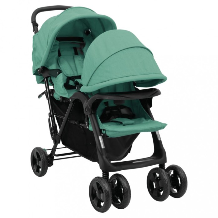 Gossi carucior pentru gemeni in tandem, verde, otel