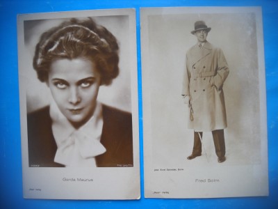 HOPCT 1854 GERDA MAURUS/FRED SOLM-ACTORI-LOT 2 CARTI POSTALE VECHI-CIRCULATE foto