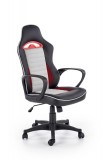 Scaun de birou ergonomic, tapitat cu piele ecologica Bering Negru / Gri / Rosu, l60xA64xH107-116 cm