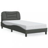 Gossi cadru de pat cu lumini led, gri inchis, 90x200 cm, textil