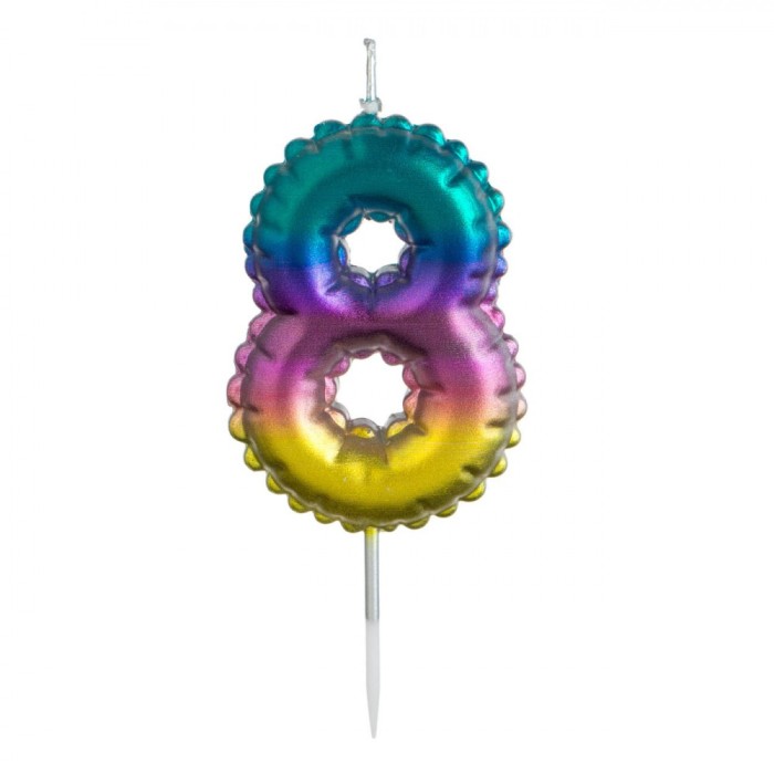Lum&acirc;nare Tort, Ombre Metalizat, Număr 8, Multicolor, Parafină, 4x6cm