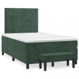 Cumpara ieftin Gossi pat box spring cu saltea, verde inchis, 120x190 cm, catifea