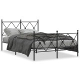 Cumpara ieftin Cadru pat metalic cu tablie de cap/picioare, negru, 120x200 cm