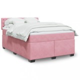 VidaXL Pat box spring cu saltea, roz, 160x200 cm, catifea 3286365