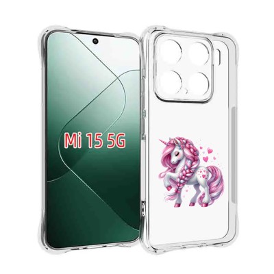 Husa antisoc pentru xiaomi 15 - airbag tpu - unicorn roz - transtarent foto
