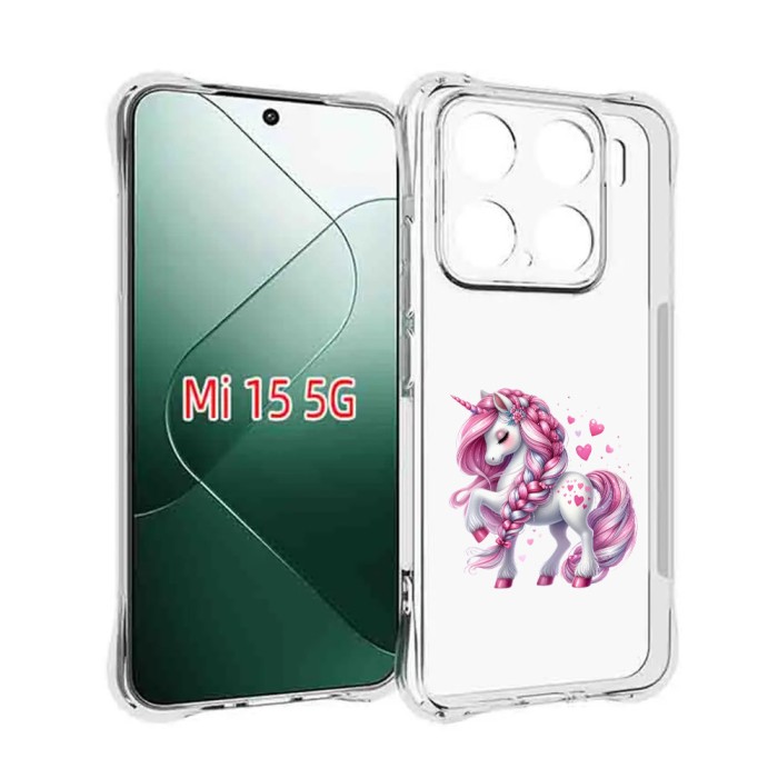 Husa antisoc pentru xiaomi 15 - airbag tpu - unicorn roz - transtarent