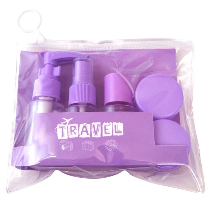 Set de containere de calatorie si accesorii 7 in 1, Mov