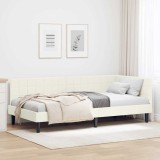 vidaXL Cadru de pat colțar cu headboard Crem 90 x 190 cm Catifea