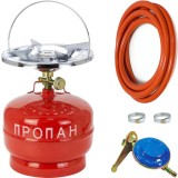 Butelie Gaz GPL 5L cu Arzator Camping Voiaj - Propan Butan, Metal, Filet 1/2