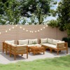 Gossi set mobilier de gradina, perne crem, 9 piese, lemn masiv acacia