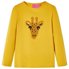 Tricou pentru copii cu m&acirc;neci lungi ocru &icirc;nchis 140