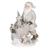 Figurina Mos Craciun din polirasina argintie 12 cm x 8 cm x 15 h