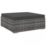 VidaXL Taburet modular, 1 buc., gri, poliratan, cu pernă