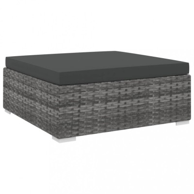 vidaXL Taburet modular, 1 buc., gri, poliratan, cu pernă foto