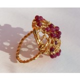 B137. Inel de seara cu granate, cadou Love, Lux, Unicat