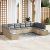 VidaXL Set de canapele pentru grădină cu pernă 10 pcs Bej Rattan poli 3347240