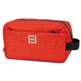 Geanta toaleta LEGO Brick rosie copii, compartimente, maner lateral, poliester 600D, 22x13x9 cm