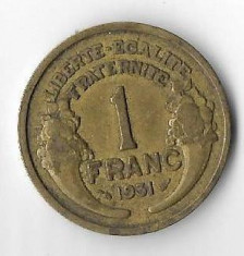 Moneda 1 franc 1931 - Franta foto