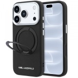 Husa MagSafe pentru Apple iPhone 18 Pro / 17 Pro, Karl Lagerfeld, Ring Stand 360 Saffiano, Neagra