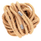Fr&acirc;nghie KINK Hemp Rope with Metal Head, pentru jocuri erotice BDSM, din c&acirc;nepă, lungime 5 metri, crem