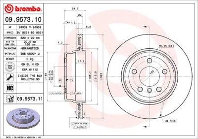 BREMBO 09.9573.11 PRIME LINE - UV Coated Disc frana foto
