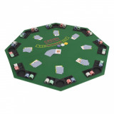VidaXL Masă poker pliabilă &icirc;n două părți, 8 jucători, octogonal Verde