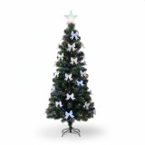 Brad artificial cu fibra optica si fundite, 180 cm, stea, lumini multicolor, suport metalic