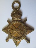 Rara! Marea Britanie medalia Steaua Militara 1914-15 WW I regele George V acordata unui subofiter din regimentul Staff,dimensiuni:50(62) x 45 mm